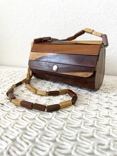 Vintage Wooden Slats Shoulder Purse