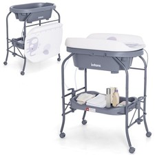 2 in 1 Baby Changing Table with Bath Tub, Folding Diaper Station on Wheels