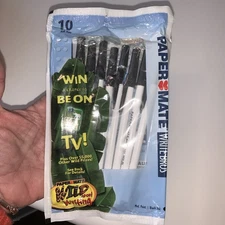 VTG Paper Mate Pens 10 PK BLACK Write Bros Medium Point White Barrel Black 1.0mm