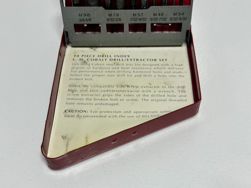 Juego de brocas y extractores de cobalto Matco Tools USA DEK10 LH 10 piezas en estuche rojo Foto 4 de 4