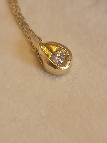 Nachlass 14k Diamant Träne Tropfen Anhänger Halskette 18" - Bild 7 von 13