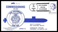USS COLUMBUS SSN-762 COMMISSIONING JUL 24 1993 GROTON CT NAVAL CACHET BX2
