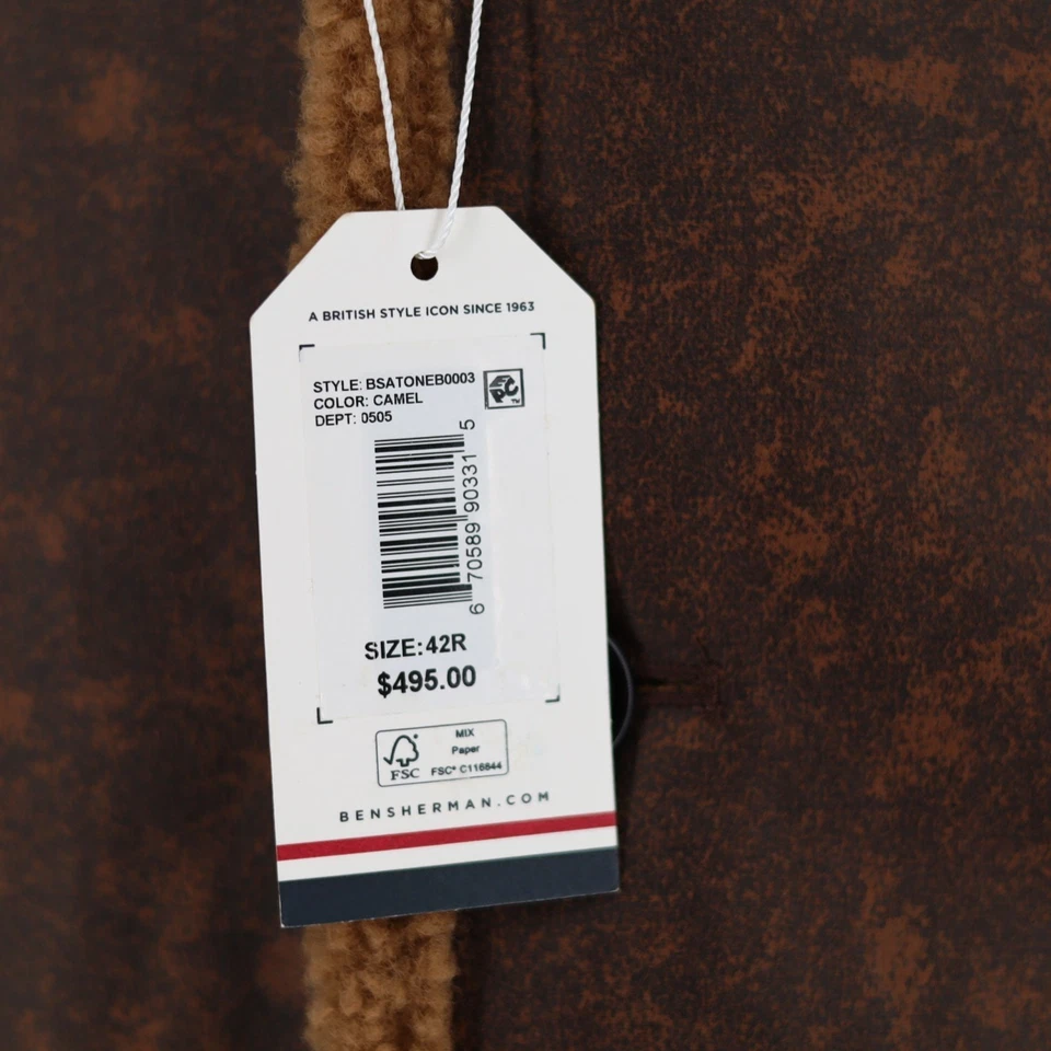 Abrigo Ben Sherman Para Hombre Cuero Sintético Piel de Oveja Calce Clásico Talla 42R Foto 4 de 4