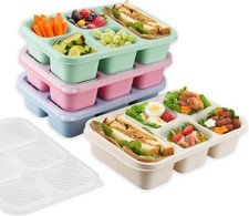 4pcs Grid Snack Containers Divided Bento Snack Box 4 Compartments Reusable