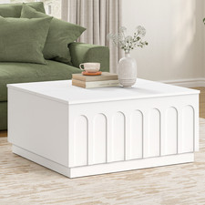 Modern White Square Lift‑Top Coffee Table with Storage Living Room Central Table