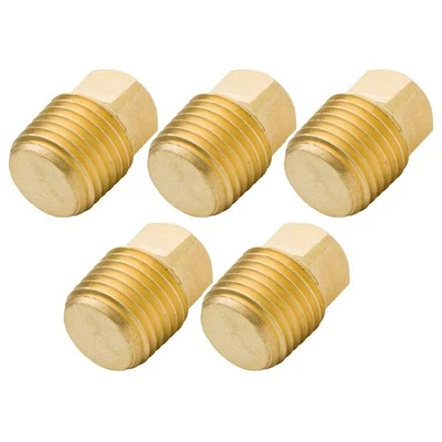 LEGINES Solid Brass Pipe Fitting, 1/8" NPT Male Square Head Plug (5 pcs)