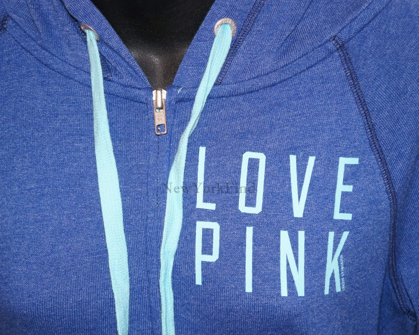 UNDERCOVER Felpa con cappuccio zip intera blu maglia logo Victoria's Secret Love Rosa XS nuova