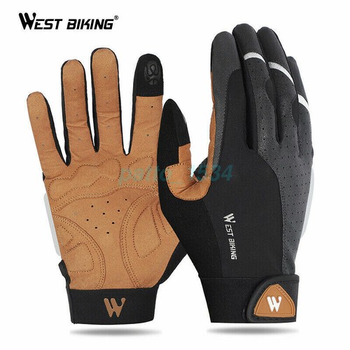 Riding Full Finger Gloves Shock Resistant Anti Slip Cycling Fishing Black Brown - Picture 15 of 17