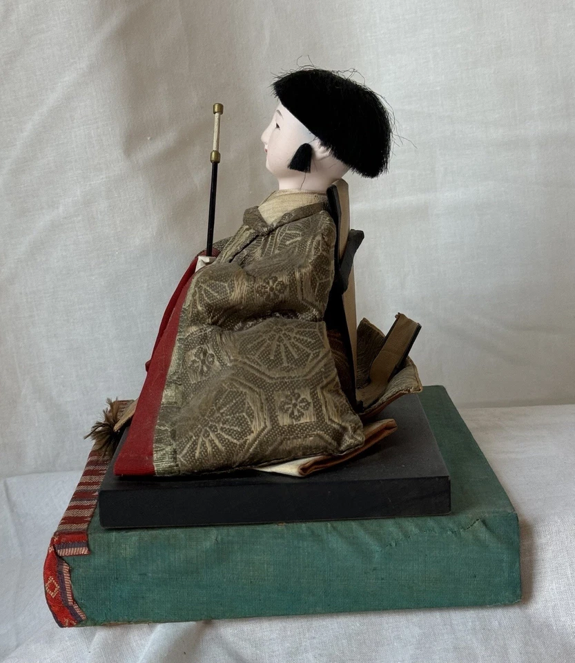 Antique Meiji Japanese Ningyo Doll Samurai Hina Doll Seated With Sword - Image 4 of 4