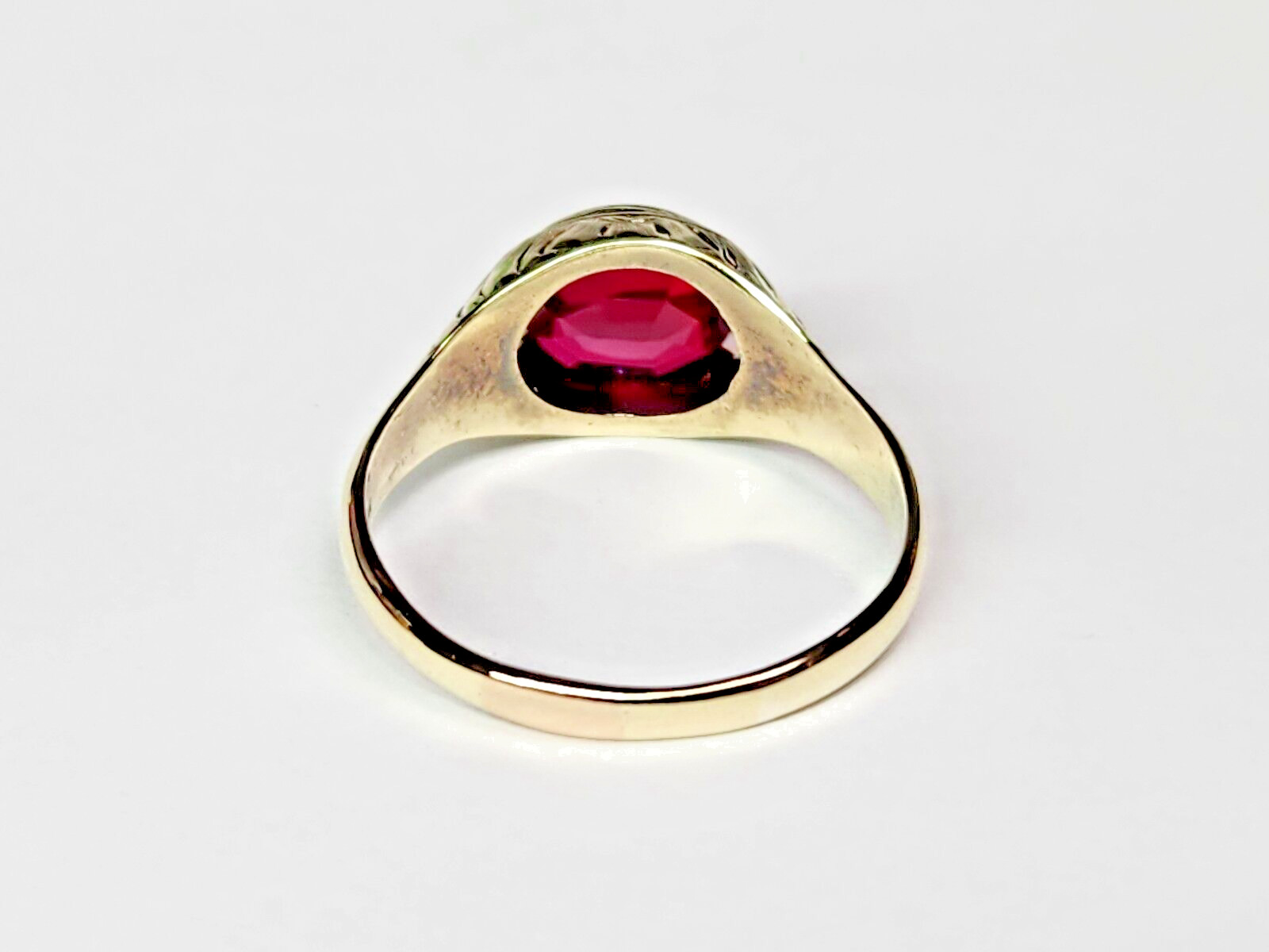 1940s 13k Gold Lab Created Ruby Split Shank Semi … - image 6