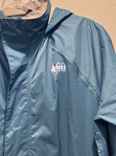 REI Co-Op Youth Kids Size XL 18 Light Blue Zip Up Jacket Windbreaker Hood Travel - Picture 2 of 8