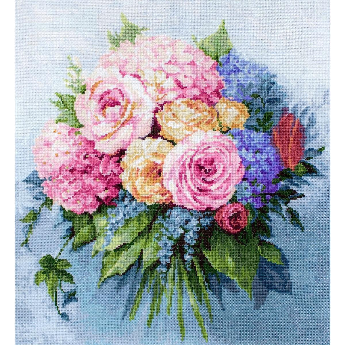 Luca-S counted Cross Stitch kit ""Bouquet"",33,5x37cm, DIY