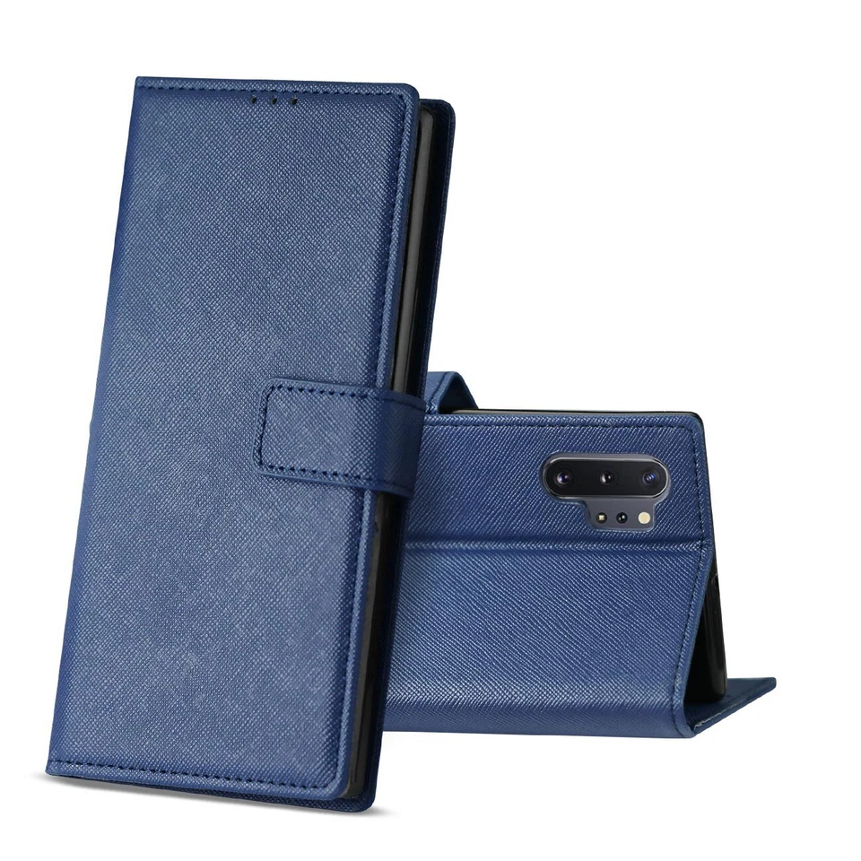 For Samsung Galaxy Note 10+ Plus Wallet Case w/ Card Pocket Holder & Stand Blue - Image 4 of 4