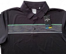 Callaway Opti-Dri Cooling Caviar Black Stripe Nwt Golf Shirt LT