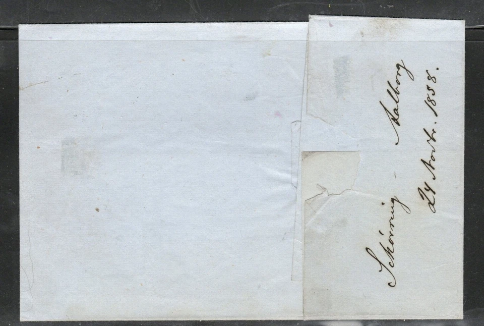 Cubierta Dinamarca 1858, 3 anillos cancelados "4", Imperf 4 márgenes, VF-XF. Foto 3 de 3