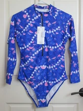 NWT Ardour Miss 1 Piece Swimsuit Womens Size M Chest 31 Blue Mermaid LS 32292