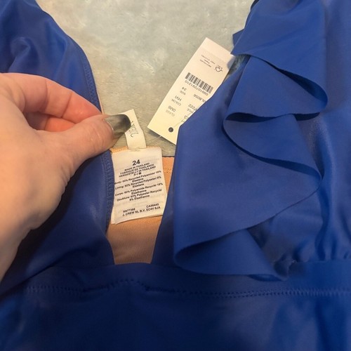 NWT J.Crew Ruched Ruffle One-Piece Swimsuit Blue Size 24 - Picture 6 of 6