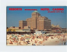 Postcard Beach Scene Panoramic View Resorts International Atlantic City NJ USA