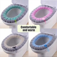 Toilet Seat Cover Soft Thicker Warmer Stretchable Washable Cushion Mat Bathroom