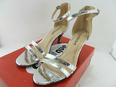 knee length dresses for ladies Open-Toe Low-Heel Stiletto Silver Formal Prom Shoes PromGirl