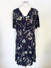 JIGSAW NAVY BLUE FLORAL PRINT SHORT SLEEVED TEA DRESS SIZE 14