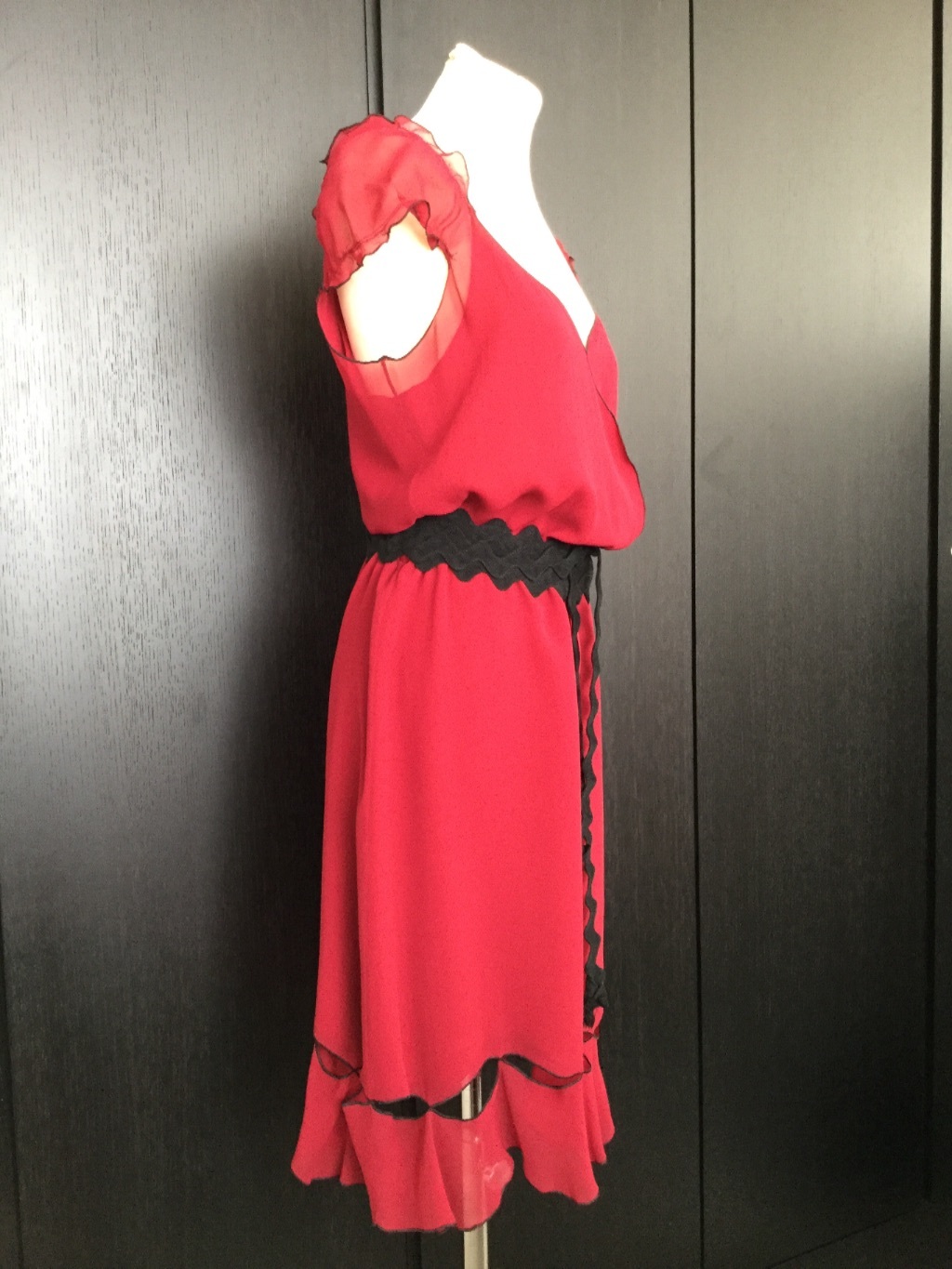 ABITO DA SERA YSL YVES SAINT LAURENT RIVE GAUCHE BORDEAUX NERO CHIFFON