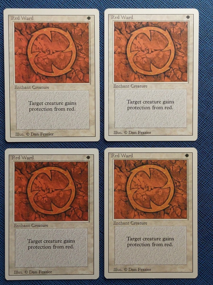 MTG 4x Red Ward x4 LP Revised Edition Old School Magic Playset