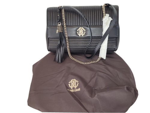 $1700 Roberto Cavalli Women's Black Unica Shoulder Leather bag / New With Tags.