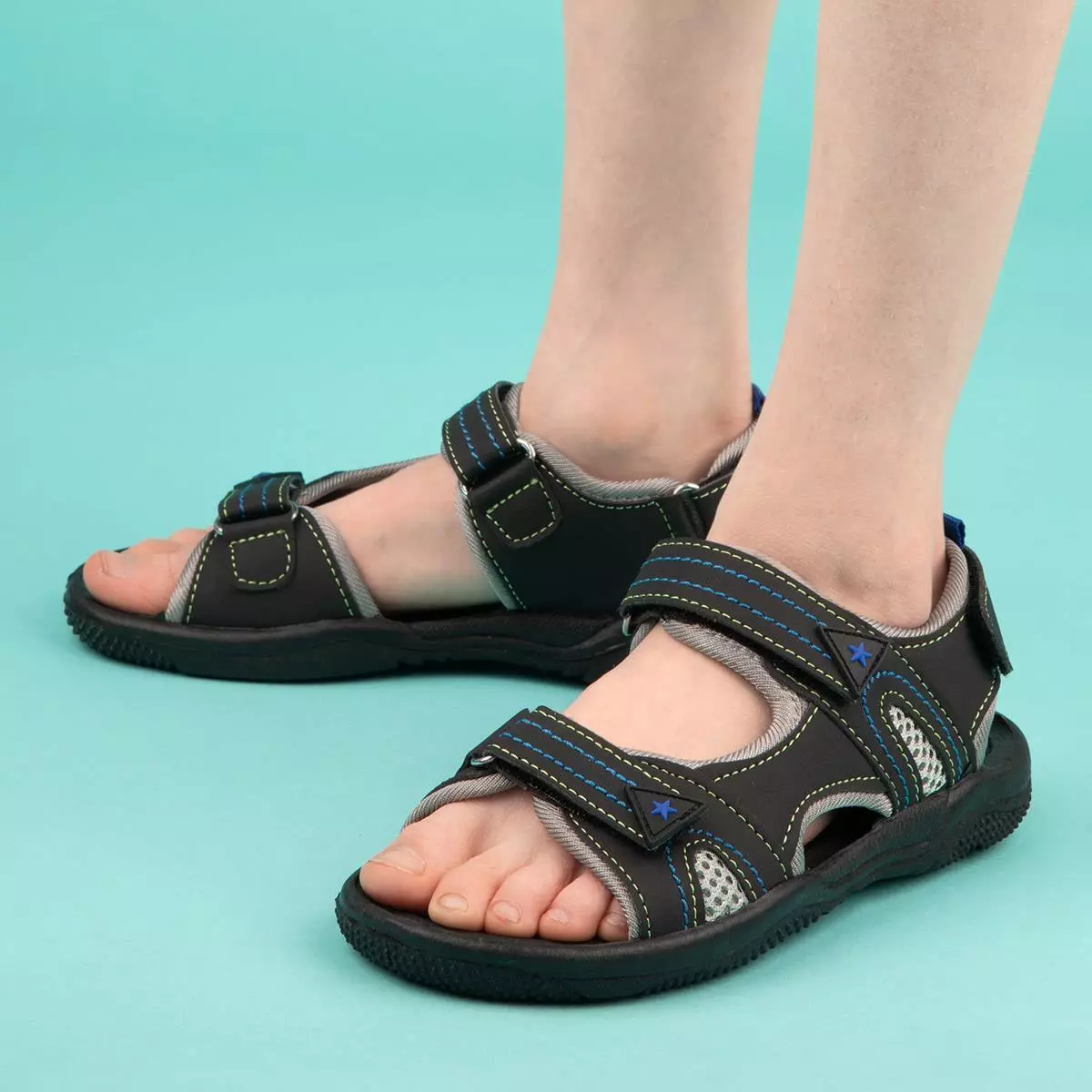 Red Fish Kids Sandal Black Boys Summer Open Toe Easy Fasten Carl SIZE