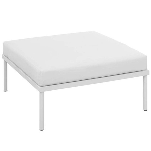 Modway Harmony Outdoor Patio Aluminum Fabric Ottoman in White/White - Picture 4 of 4