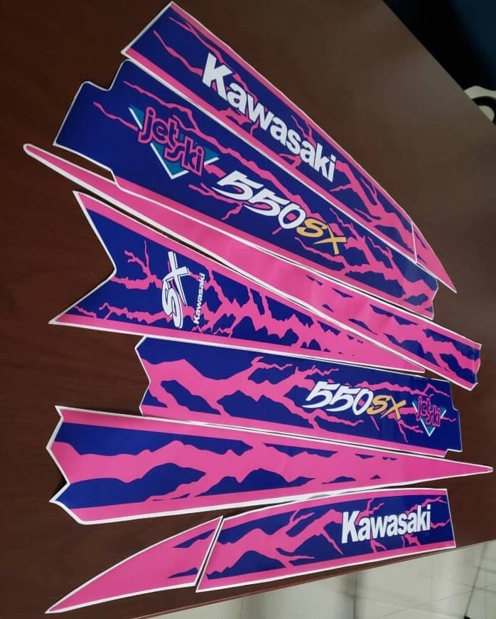 Kawasaki jet ski 550sx calcomanía gráficos pegatina kit completo 550 sx azul/rosa Foto 2 de 4
