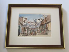 VINTAGE IMPRESSIONIST PAINTING TAXCO MEXICO VILLAGE MARKET FIGURES LISTED ARTIST