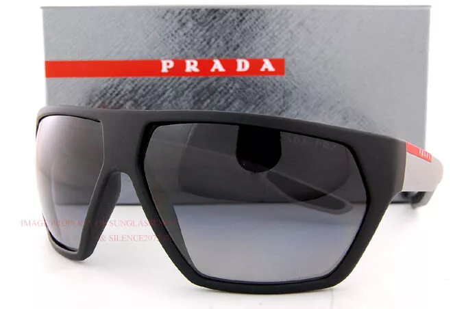 Brand New Prada Sport Sunglasses PS 08US 453 5W1 Black Grey Polarized For MEN
