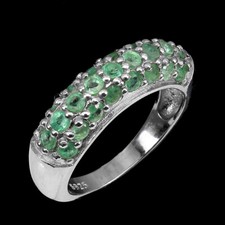 925 Sterling Silver Ring Round Green Emerald Natural Gemstone Jewelry 6