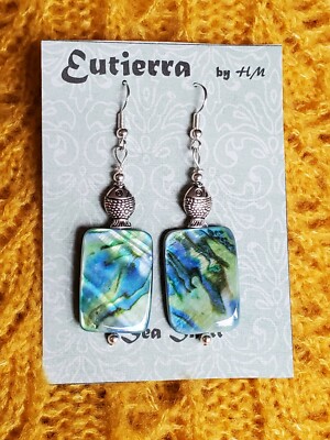 Eutierra Earrings Hand Crafted In The USA Silver Plated Sea Shell 2 1/2 inches