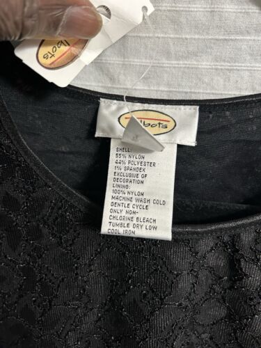 Vintage Talbots schwarz Spitzentop gefüttert Kurzarm Oberteil Blumen Spitze Stretch bequem Gr. L - Bild 6 von 7