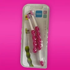 MAM Learn To Brush Baby Toothbrush Set Pink NEW FAST FREE SHIPPING