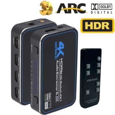 HDMI 2.0 Audio Extractor 5X1 4X1 Switch Switcher HDR ARC Splitter for PS5/4 Xbox