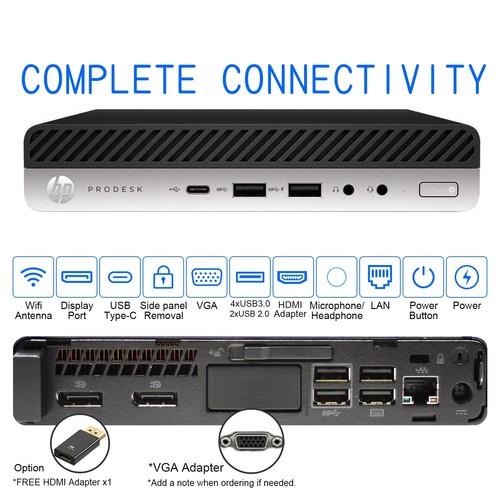 HP Mini Desktop Computer PC i7, up to 32GB RAM 1TB M.2 SSD, Windows 11/10, WiFi - Picture 3 of 4