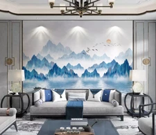 3D Blue Mountain Lake 46299NA Wallpaper Wall Murals Removable Wallpaper Fay