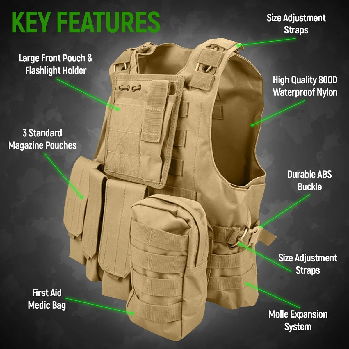 Military Tactical Vest Air Soft Paintball Molle Plate Carrier 