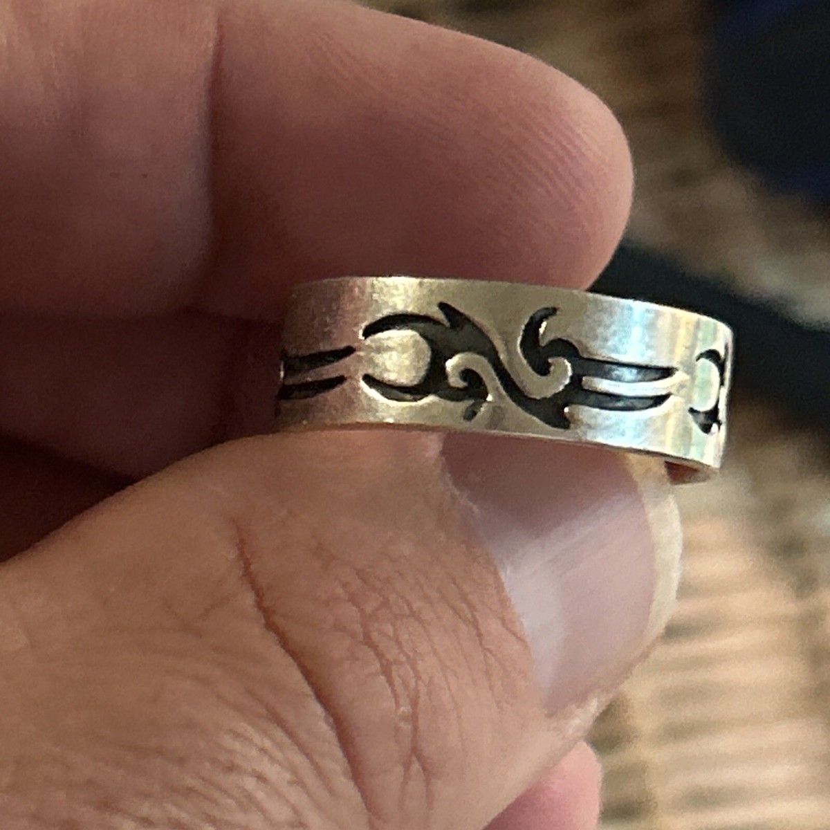 VTG STERLING SILVER NATIVE AMERICAN SW HOPI OVERLAY DESIGN