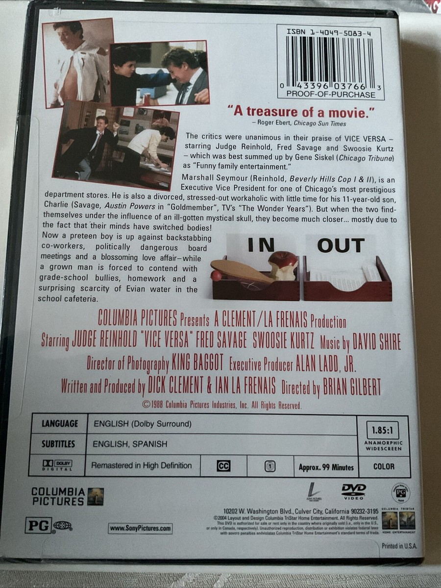 Vice Versa DVD (New) 80s Father Son Body Swap Comedy Fred