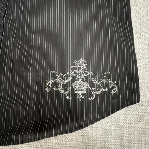 Level Ten Men XXL Black Striped Long Sleeve Button Up Shirt with Back Design 2XL - Picture 10 of 12
