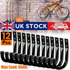 12X Heavy Duty Storage Hooks Wall Mounted Ladder Garage Bike Garden Shed Tools
