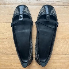 Coach Verra Womens Ballet Flat Size 11 Black Monogram Canvas Mary Jane Shoes Y2K