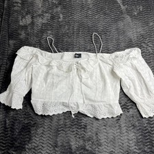 Cider White Crochet Off the Shoulder Crop Top Size 2XL