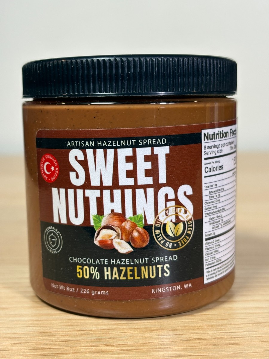 Chocolate Hazelnut Spread 8 oz Jar 50% Hazelnuts Vegan Gluten Free