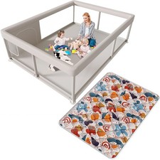 Hiaksedt 65 x 50 Inch Baby Playpen with Mat, PlayPen for Babies and Toddlers,...