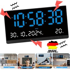 XXL Grosse LED digital Wanduhr mit Datum Temperatur Alarm Clock 480x250x25mm